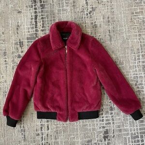 Twin-Set Fuchsia Faux-Fur Bomber Jacket